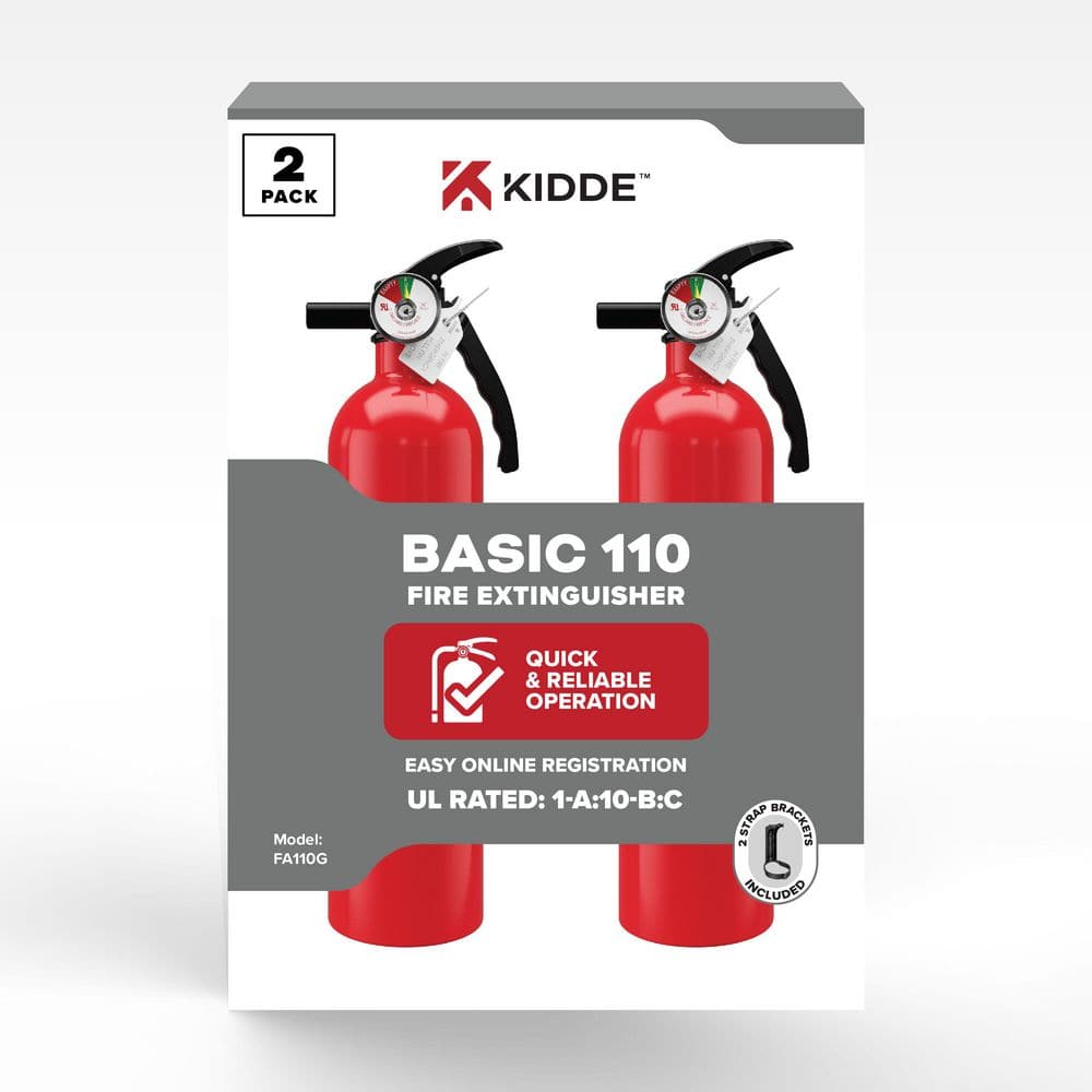 Kidde Home 1-A:10-B:C Class ABC 2.5 lb. Fire Extinguisher 2-Pack