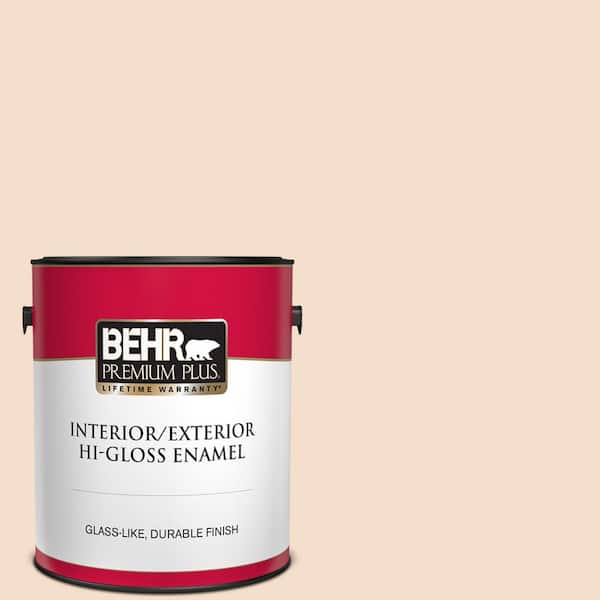 BEHR PREMIUM PLUS 1 gal. #S250-1 Macaroon Cream Hi-Gloss Enamel Interior/Exterior Paint