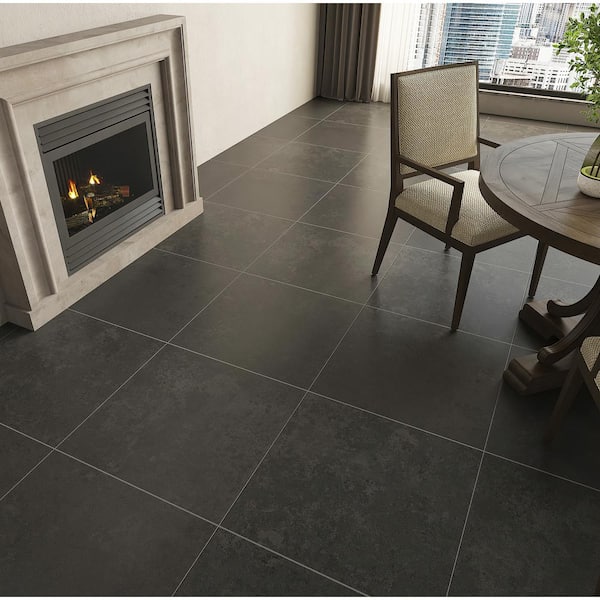 Melange Italian Porcelain Floor and Wall Tile 24"x 24" Black-Bulk Value (80 Sq. Ft.)