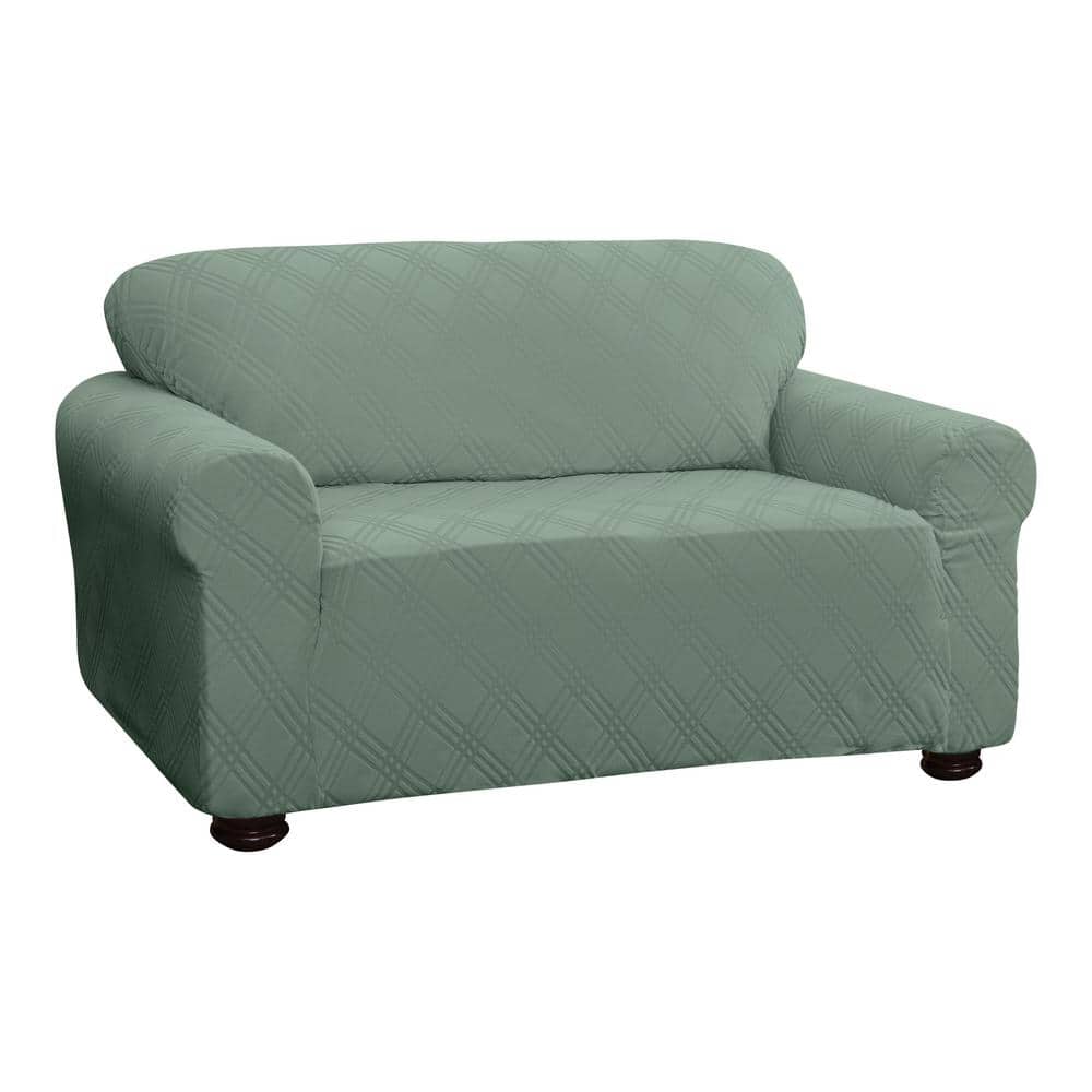 Stretch Sensations Stretch Double Diamond Sage Loveseat Slipcover