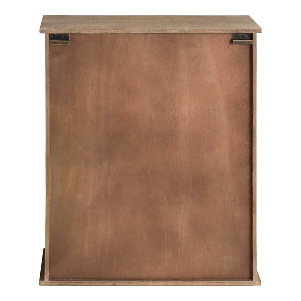 Rustic Brown Solid & Manmade Wood Floating Cube Wall Cabinet