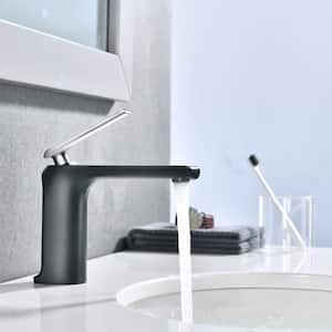 Single Handle Single Hole Bathroom Faucet in Matte Black