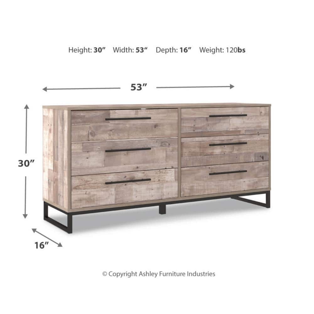 Whitewash 6-Drawer Dresser with Pewter Hardware