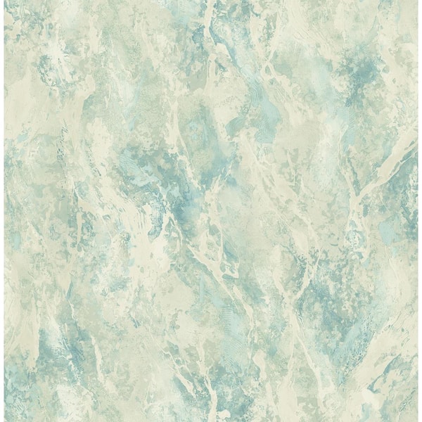 Seabrook Designs Paint Splatter Marble Teal, Metallic Blue Mist, and Ivory Paper Strippable Roll (Covers 56.05 sq. ft.)