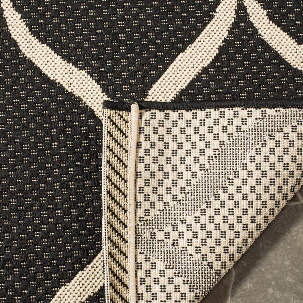 Courtyard Black and Beige Square Indoor/Outdoor Rug