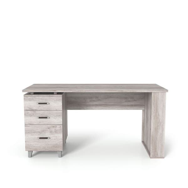hoek Sluiting Geestelijk Furniture of America Muskalone 59.06 in. Rectangular Coastal White Wood  3-Drawer Writing Desk with Storage YNJ-2054C34 - The Home Depot