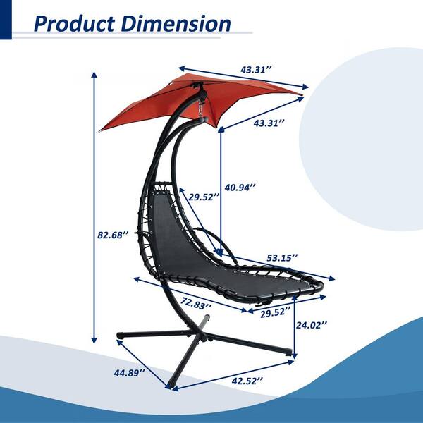 Zeus & Ruta 7 ft. Orange Outdoor Portable Hammock Chair with
