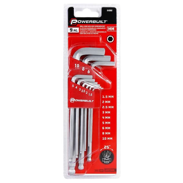 Powerbuilt 9 Piece Metric Long Arm Hex Key Wrench Set - 640082