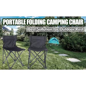 Armless Portable Folding Camping Chair for Outdoor Camping Fishing in Black