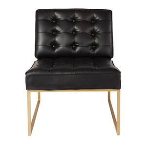 Anthony Black Faux Leather Chair with Coated Gold Frame