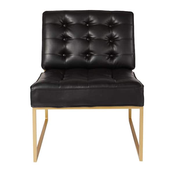 Office Star Products Anthony Black Faux Leather Chair with Coated Gold Frame
