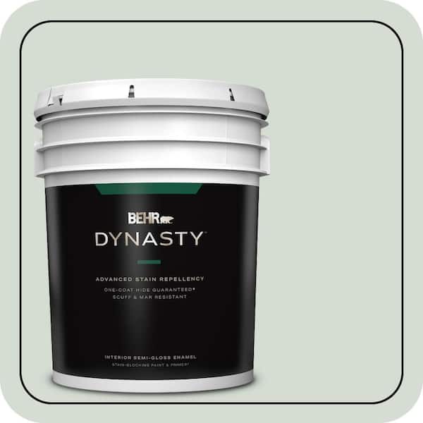 BEHR DYNASTY 5 gal. #ICC-95 Soothing Celadon Semi-Gloss Enamel Interior Stain-Blocking Paint & Primer
