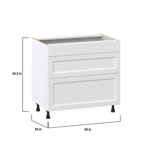 J COLLECTION Mancos Bright White Shaker Assembled Base Kitchen Cabinet For Cooktop with 2 Drawers (36 in. W x 34.5 in. H x 24 in. D)