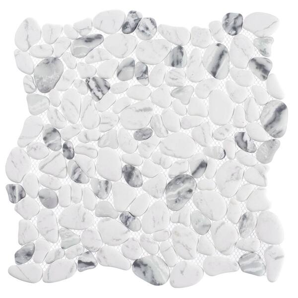 ANDOVA Mellow Tranquil White/Gray 12-1/8 in. x 12-1/8 in. Smooth Stone Look Glass Mosaic Wall Tile (5.1 sq. ft./Case)