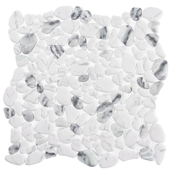 ANDOVA Mellow Tranquil White/Gray 4.5 in. x 8.25 in. Smooth Stone Look Glass Mosaic Wall Tile Sample
