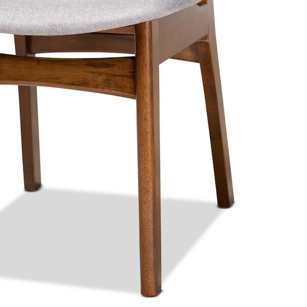 Katya Walnut Brown Wood & Gray Fabric High-Back Dining Chair Set
