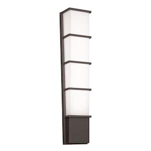 Lasalle 1-Light Textured Bronze LED Outdoor Wall Lantern Sconce with White Acrylic Shade