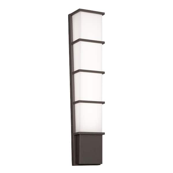 AFX Lasalle 1-Light Textured Bronze LED Outdoor Wall Lantern Sconce with White Acrylic Shade