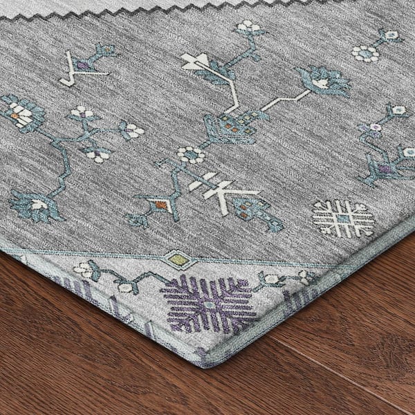Mayfield Premium Machine Washable Abstract AMF2472 Gray 2 ft. x 3 ft. Accent Rug