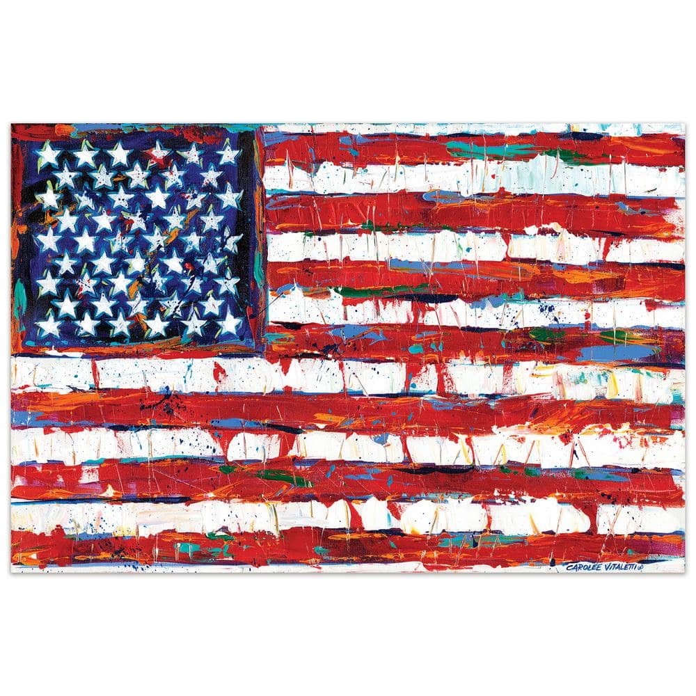 Empire Art Direct Dramatic Stars & Stripes - American Flag by EAD Art Coop Frameless Free-Floating Tempered Art Glass Wall Art, Multi-Colored -  TMP-126740-3248