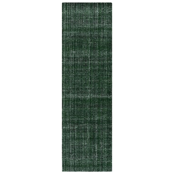 Abstract 2 ft. x 8 ft. Dark Green Classic Marle Runner Rug