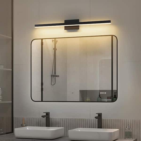 JUSHENG 39.37 in. 1-Light Black LED Bathroom Vanity Light Bar with