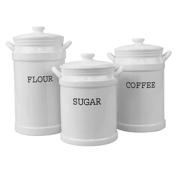 Home Basics Doric 3 Piece Ceramic Canisters White