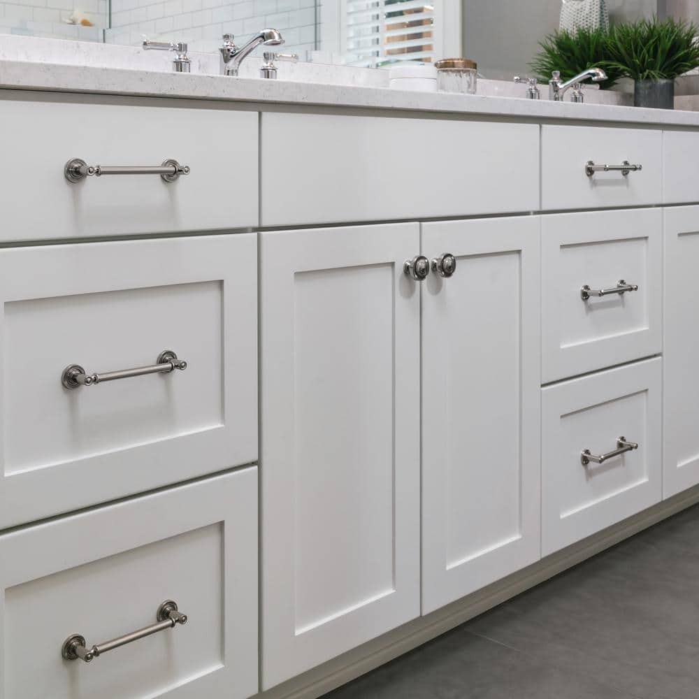 Satin Nickel Round Cabinet Knob with Brushed Finish