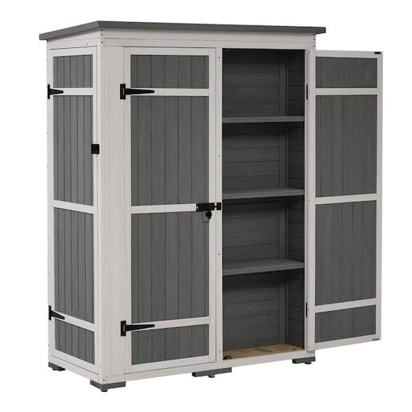 ITOPFOX 25.2 in. W x 48.6 in. D x 65.7 in. H White Gray Wood