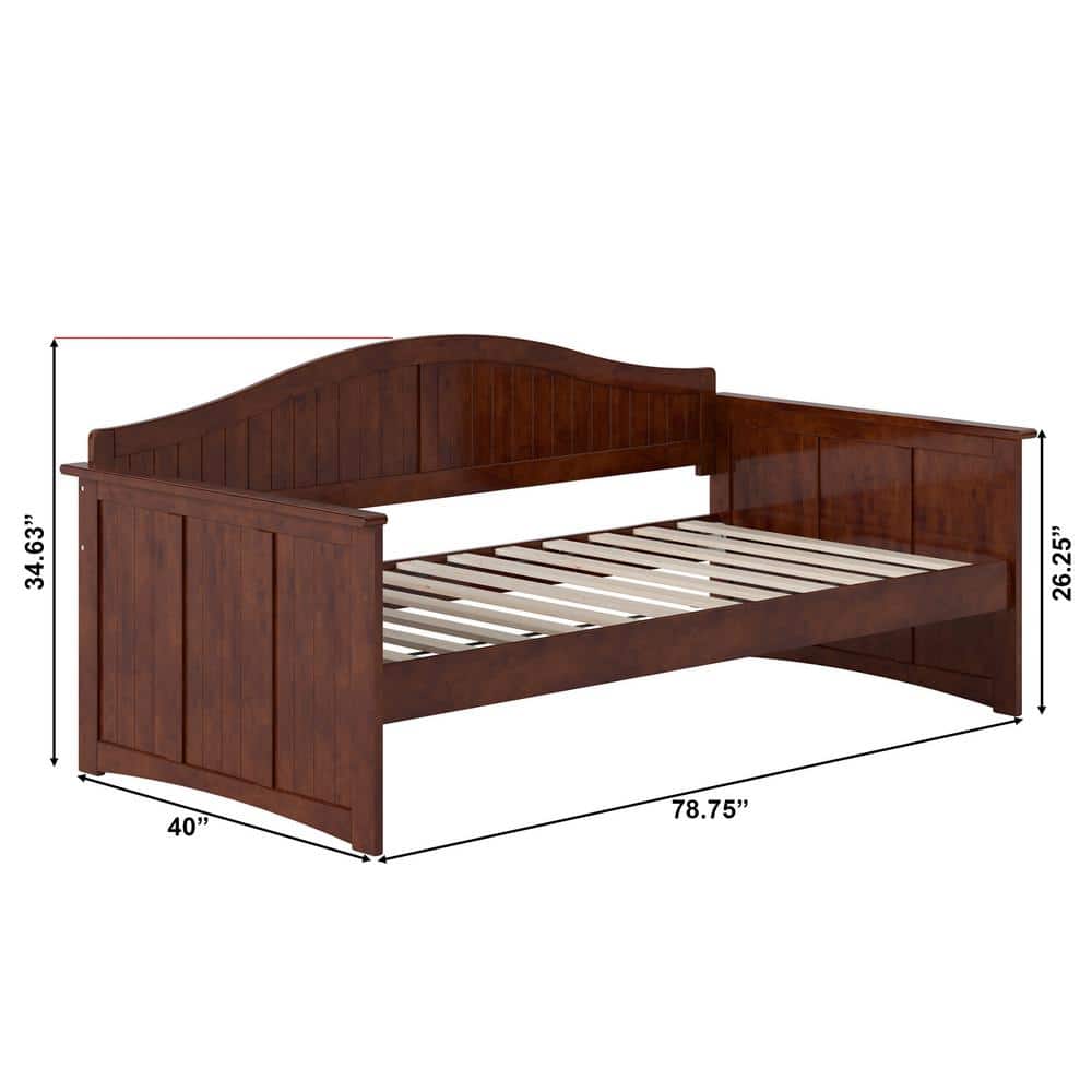 Nantucket Twin Walnut Wood Daybed with Slats