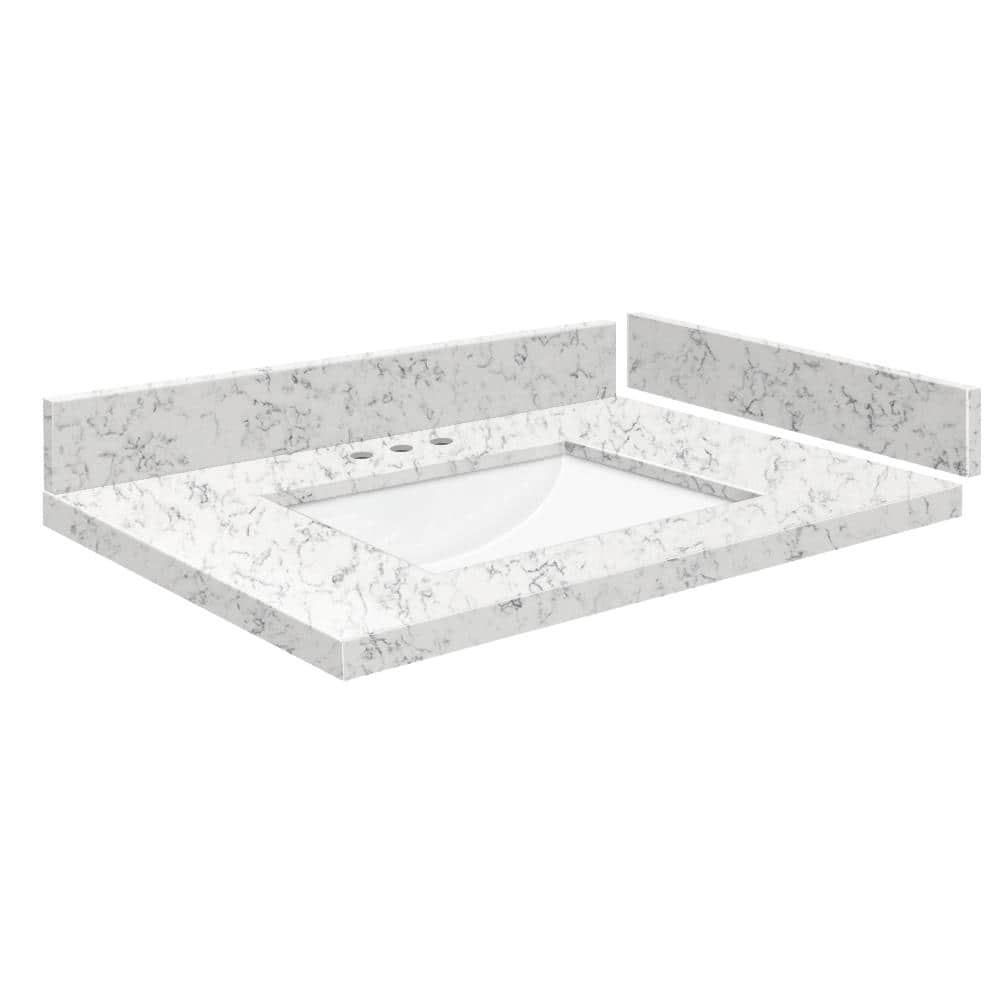 Silestone 27.75 in. W x 22.25 in. D Quartz White Rectangular Single Sink Vanity Top in Lyra price history on PriceWatchPro