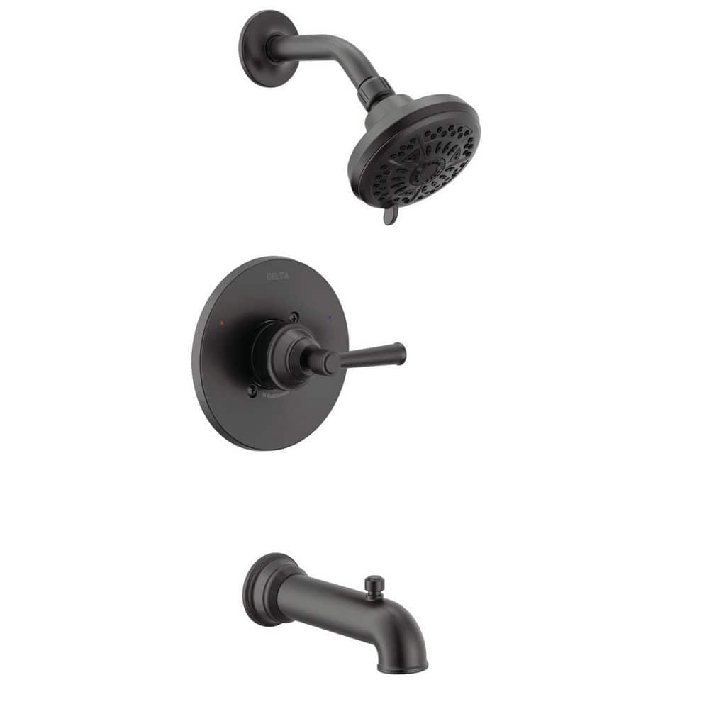 Foundations Design Series Traditional Single Handle 6-Spray Tub and Shower Faucet 1.75 GPM in Matte Black Valve Included