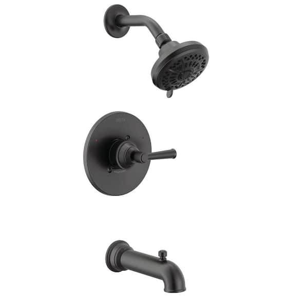 Foundations Design Series Traditional Single Handle 6-Spray Tub and Shower Faucet 1.75 GPM in Matte Black Valve Included