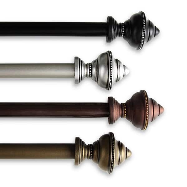Rod Desyne 5/8" Dia Adjustable 28-48" Palace Curtain Rod with Palace Finials in Anituqe Light Gold
