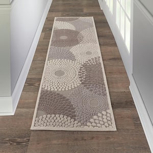 Graphic Illusions Grey 2 ft. x 8 ft. Geometric Modern Kitchen Runner Area Rug