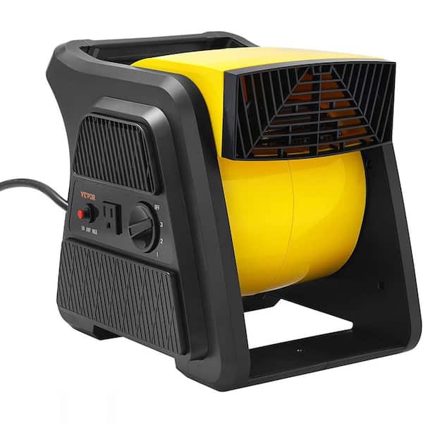12 in. Carpet Dryer for Cooling and Ventilating, Portable Blower Fan with 4-Blowing Angles and Time Function (Yellow)
