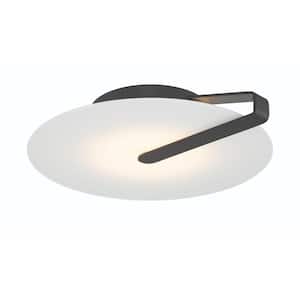 Nuvola 16.75 in. 18-Watt Contemporary Black Integrated LED Flush Mount with White Round Shade