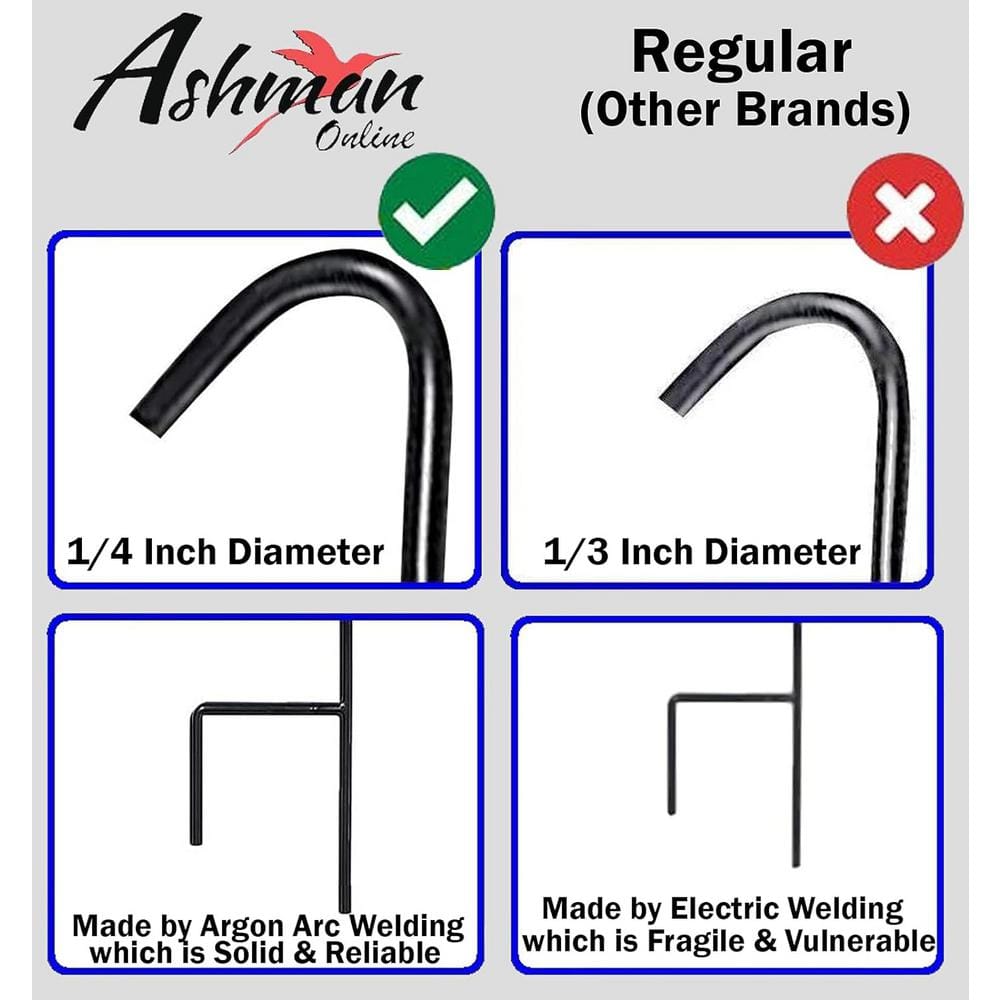 25 Inch Black Steel Rust-Resistant Shepherd Hooks (4-Pack)
