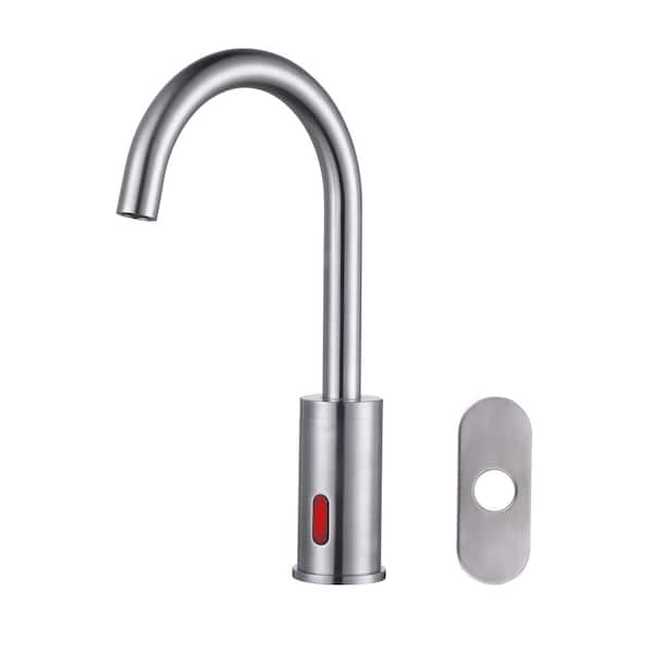 Automatic Sensor Touchless Bathroom Faucet with Deckplate Included in Brushed Nickel