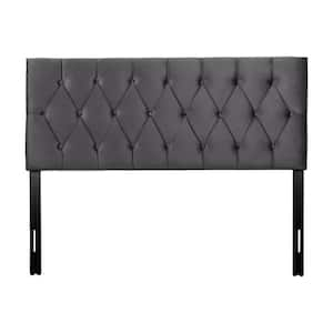 Catalina Adjustable Dark Grey Queen Upholstered Headboard with Diamond Tufting