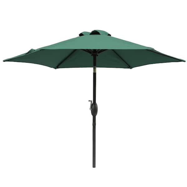 Tidoin 7-1/2 ft. Steel Push Button Market Tilt Patio Umbrella in Dark Green