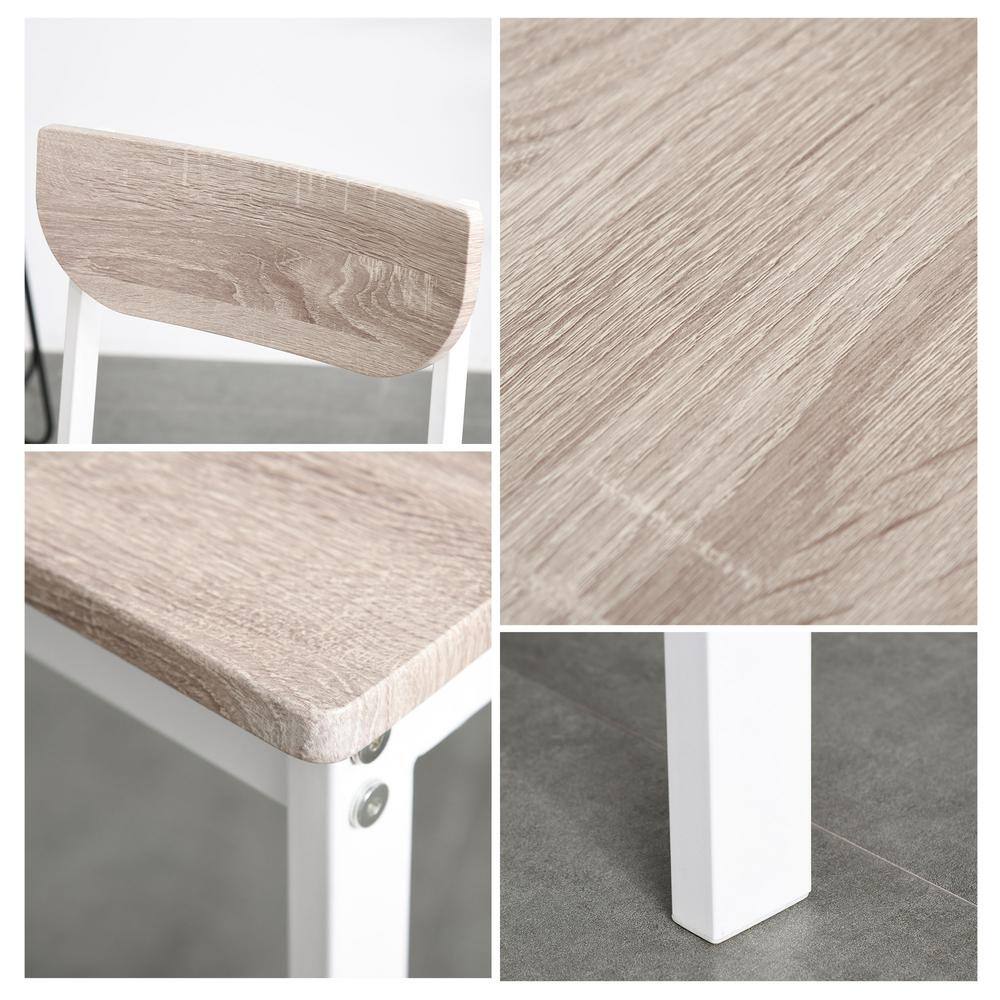 White and Light Brown Drop-Leaf Dining Table Set with 4 Chairs