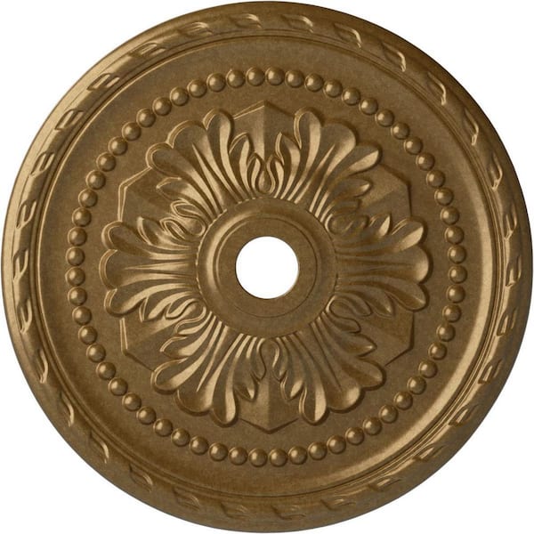 Ekena Millwork 1-3/4 in. x 31-1/2 in. x 31-1/2 in. Polyurethane Palmetto Ceiling Medallion, Pale Gold