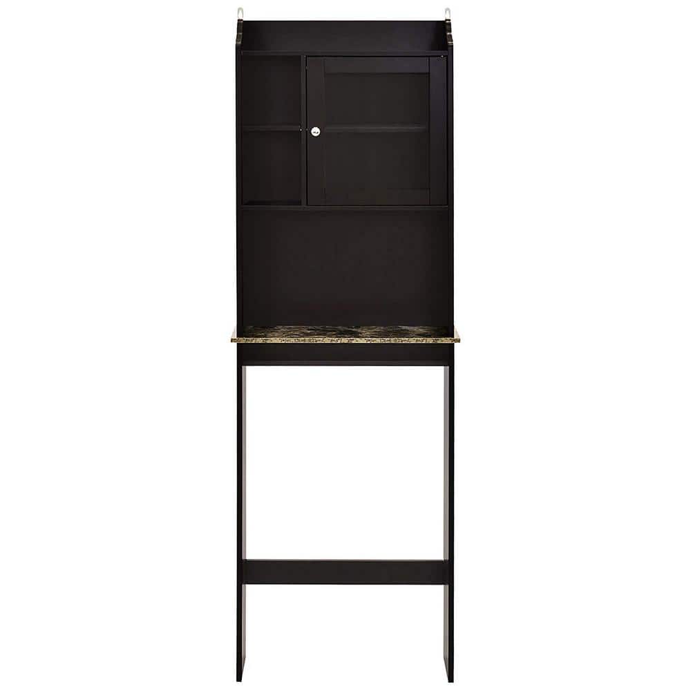 3-Layer Dark Espresso Eco-friendly MDF Bathroom Toilet Cabinet with Adjustable Partition and 1 Glass Door price history on PriceWatchPro