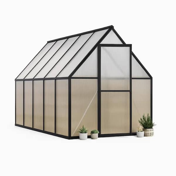 6 ft. x 11 ft. Aluminum-Framed Polycarbonate Greenhouse, Heavy Duty Greenhouse With Quick Setup Structure and Roof Vent