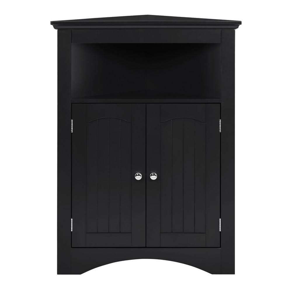 Aoibox 24 in. W x 12 in. D x 32 in. H in Coffee Assembled Floor Corner Cabinet with Doors and Shelves for Bathroom, Kitchen