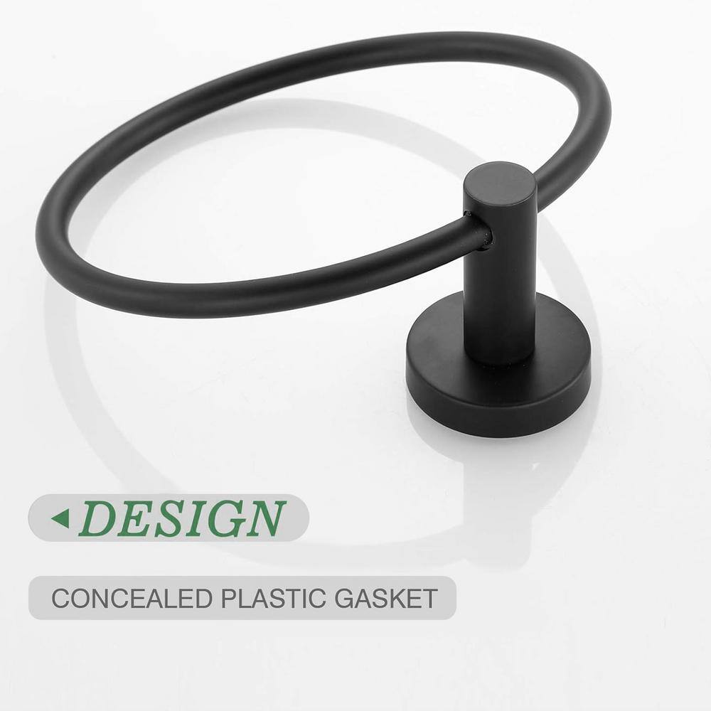 Matte Black Stainless Steel Wall Mounted Towel Ring Set