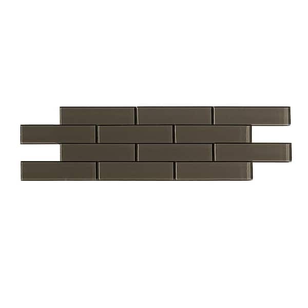 Aspect Subway Matted 12 in. x 4 in. Leather Glass Decorative Tile Backsplash (3-Pack)
