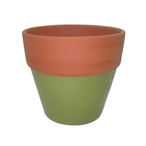 Unbranded 4.5 in. Green Glazed Assortment Terra Cotta Flower Pot