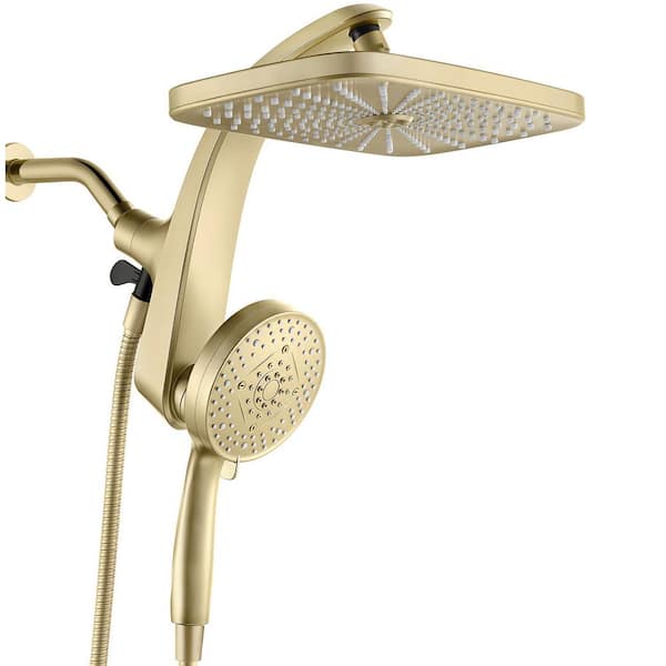 2-Piece Bathroom Shower Head with 12 in. Rain Head, Handheld Spray and Power Jets, in Desert Gold